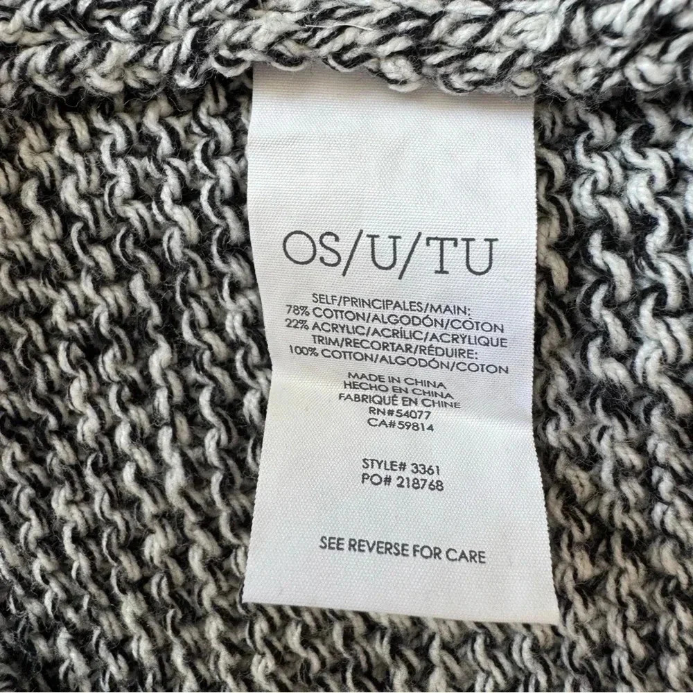 CAbi Style# 3361 Pepper Cape Poncho Shawl Sweater With Fringe Black White - Picture 10 of 11